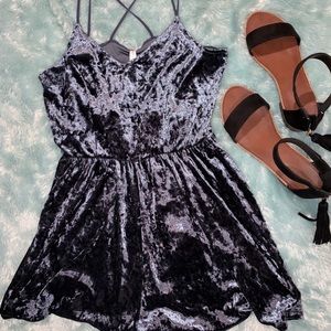 Exhilaration (Target) blue velvet romper